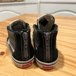 Toddler Vans. Black/Grey high top with zip back closure.